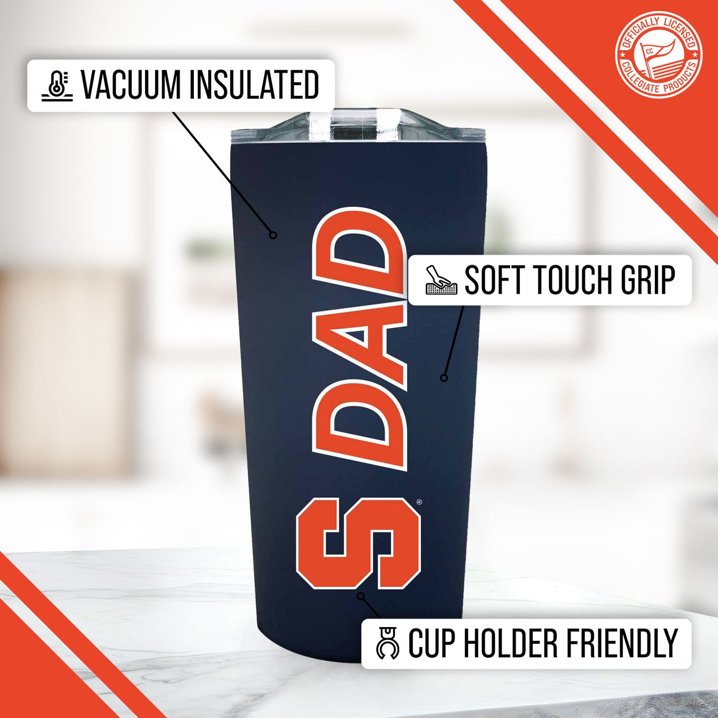 Syracuse Orange NCAA Stainless Steel Travel Tumbler for Dad - Navy