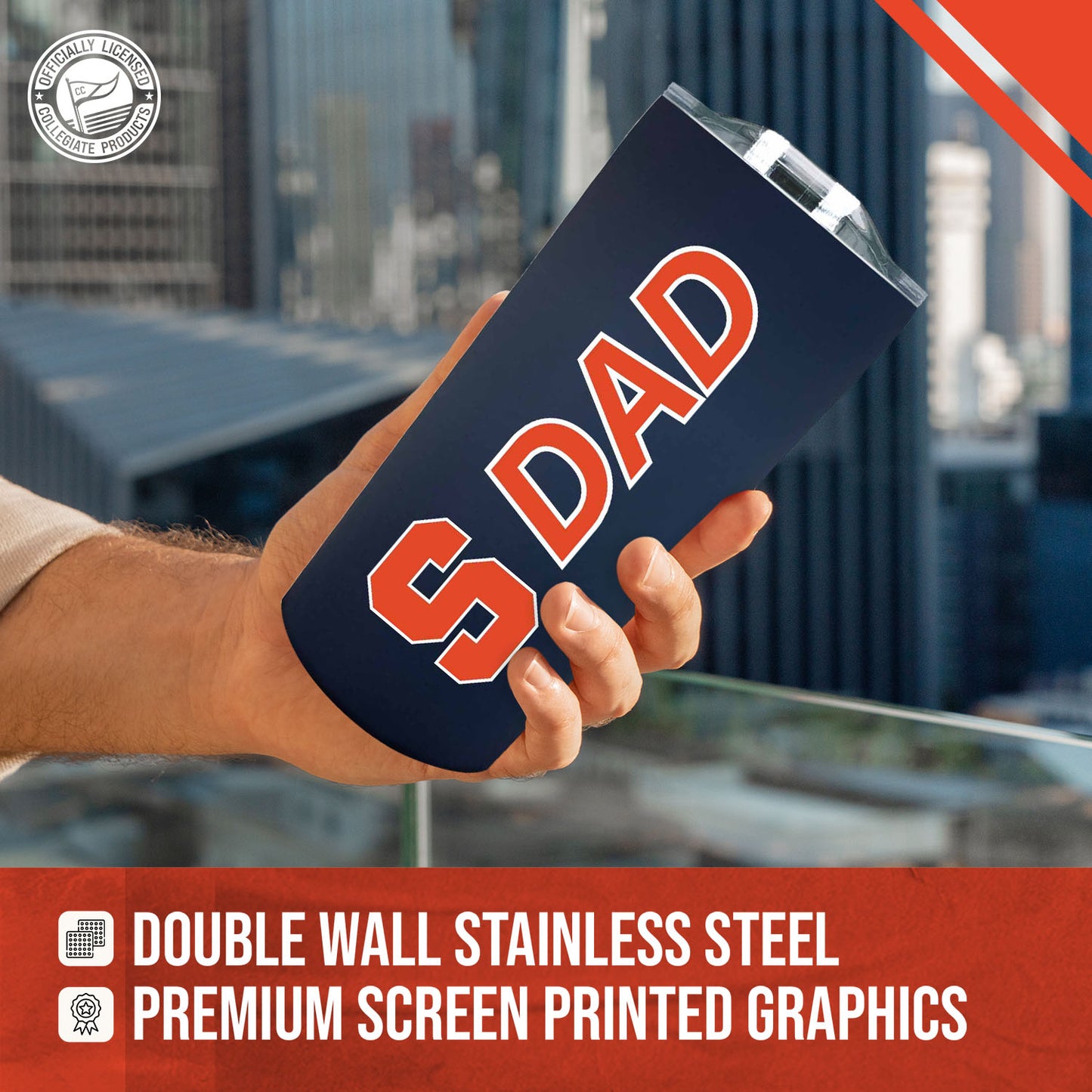 Syracuse Orange NCAA Stainless Steel Travel Tumbler for Dad - Navy