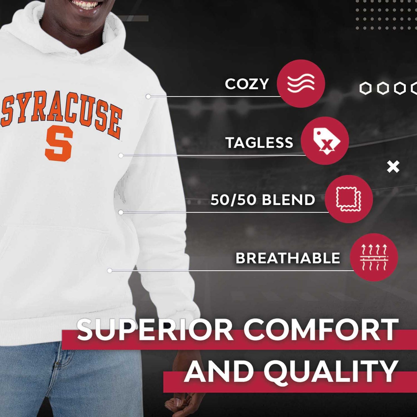 Syracuse Orange Adult Arch & Logo Soft Style Gameday Hooded Sweatshirt - White