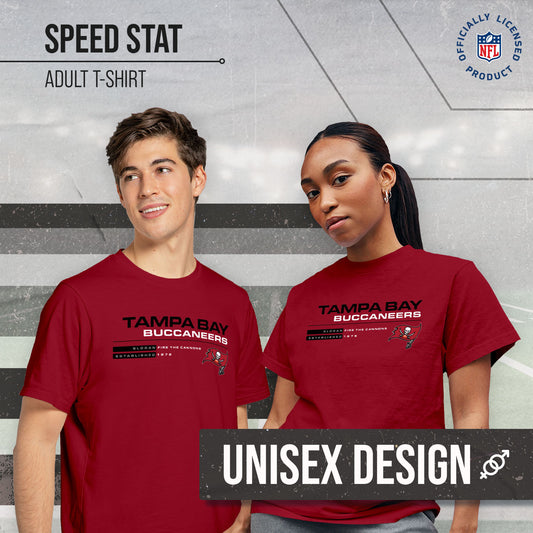 Tampa Bay Buccaneers Adult NFL Speed Stat Sheet T-Shirt - Cardinal