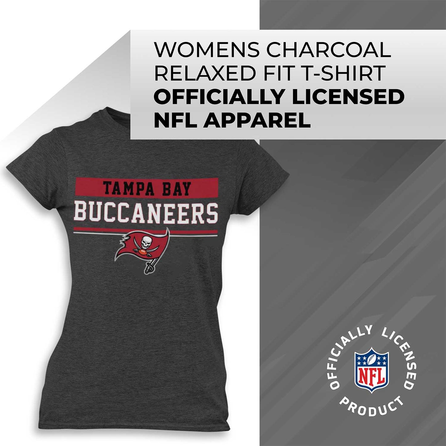 Tampa Bay Buccaneers NFL Women's Team Block Plus Sized Relaxed Fit T-Shirt - Charcoal