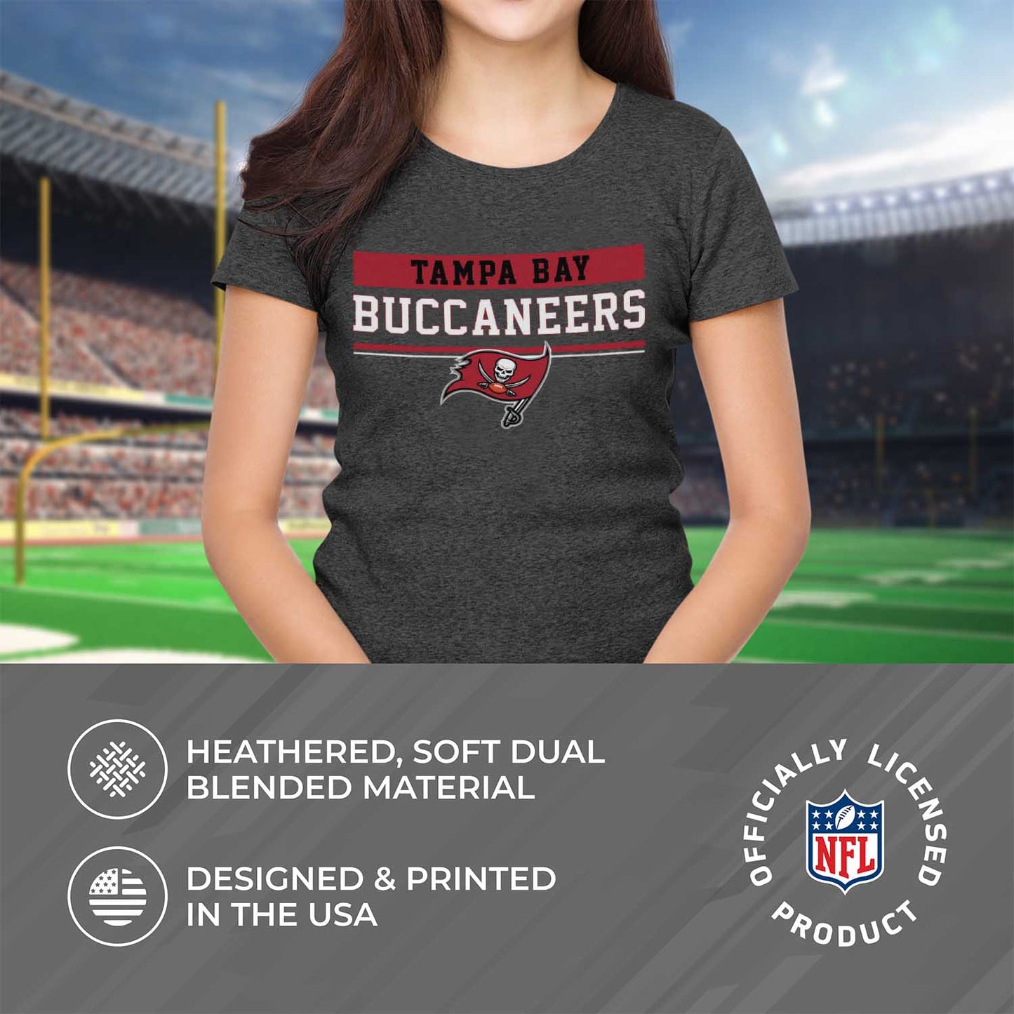 Tampa Bay Buccaneers NFL Women's Team Block Plus Sized Relaxed Fit T-Shirt - Charcoal