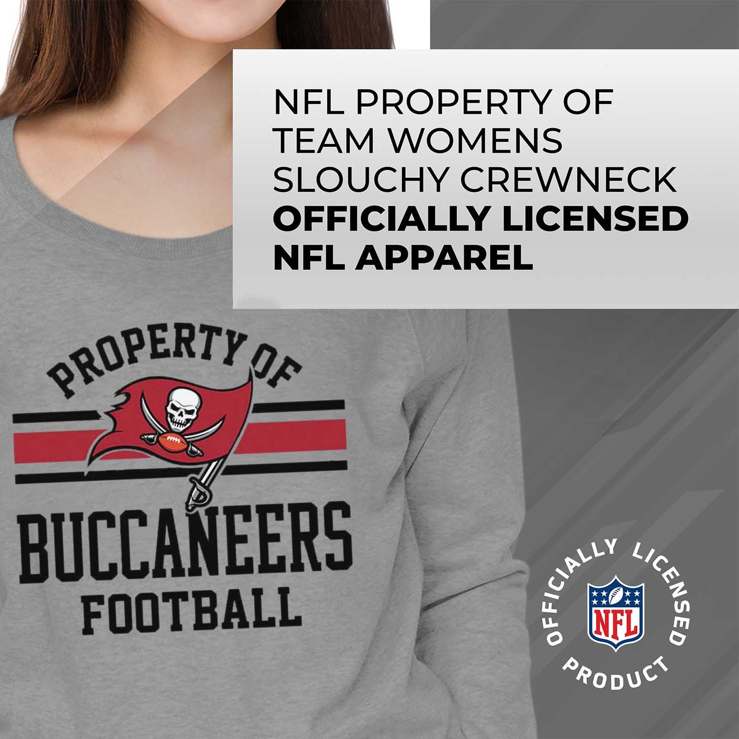 Tampa Bay Buccaneers NFL Womens Property of Lighweight Crew Neck - Sport Gray