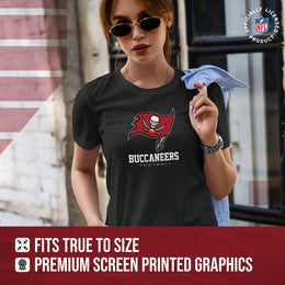 Tampa Bay Buccaneers Women's NFL Ultimate Fan Logo Short Sleeve T-Shirt - Black