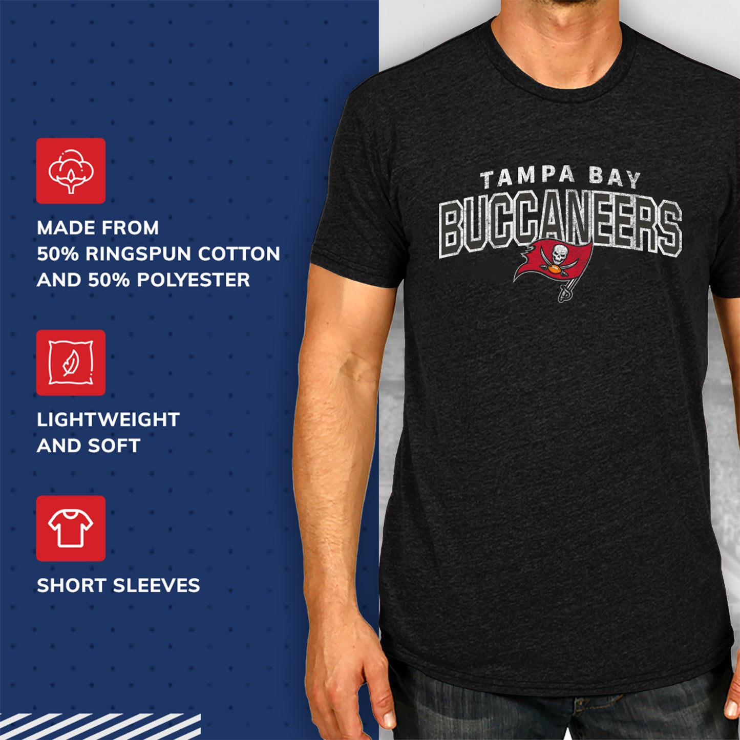 Tampa Bay Buccaneers NFL Starting Fresh Short Sleeve Heather T-Shirt - Black