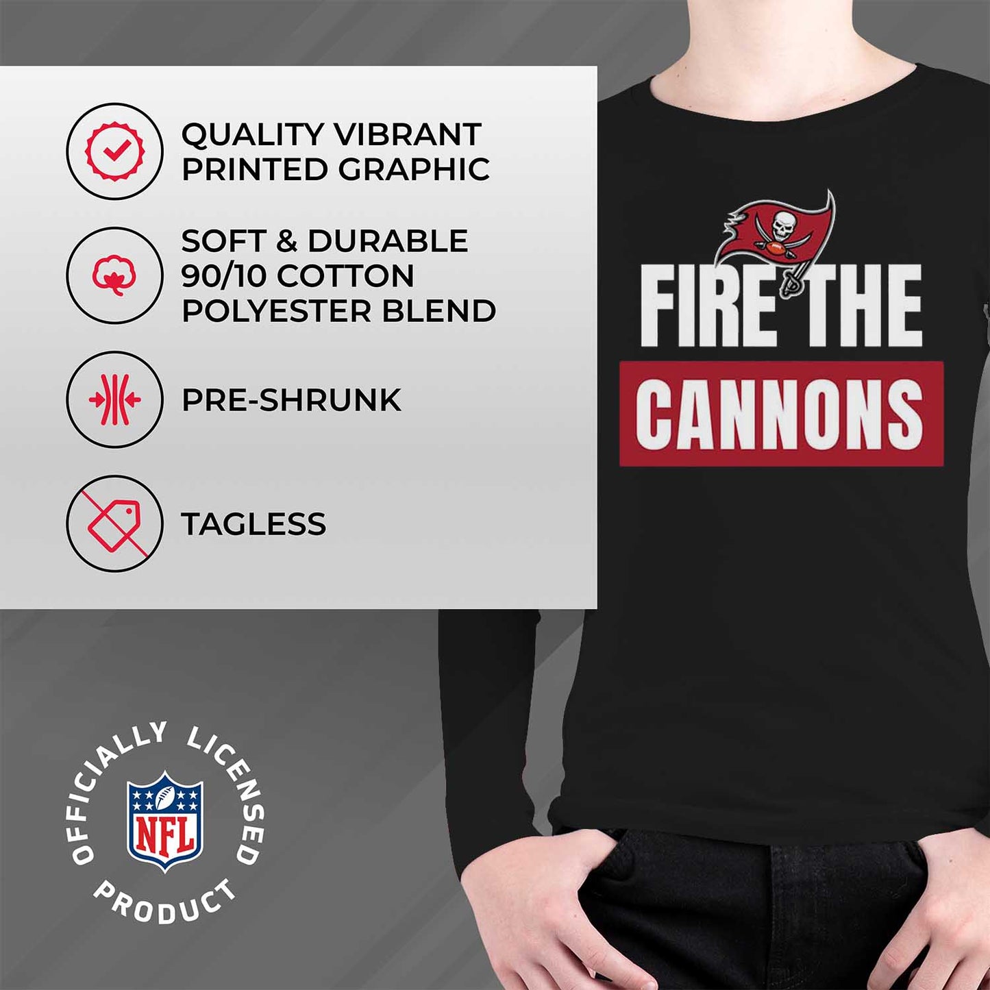 Tampa Bay Buccaneers NFL Youth Team Slogan Long Sleeve Shirt - Black