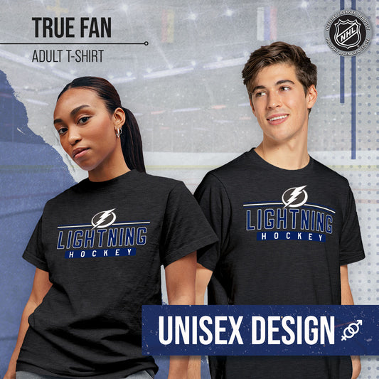 Tampa Bay Lightning Adult NHL Heather Charcoal True Fan Hockey T-Shirt - Charcoal