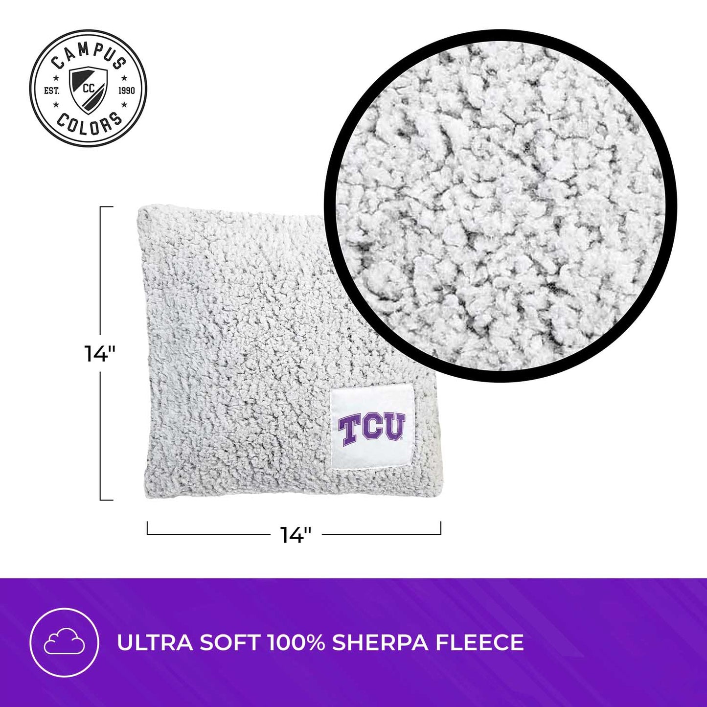 TCU Horned Frogs Two Tone Sherpa Throw Pillow - Team Color