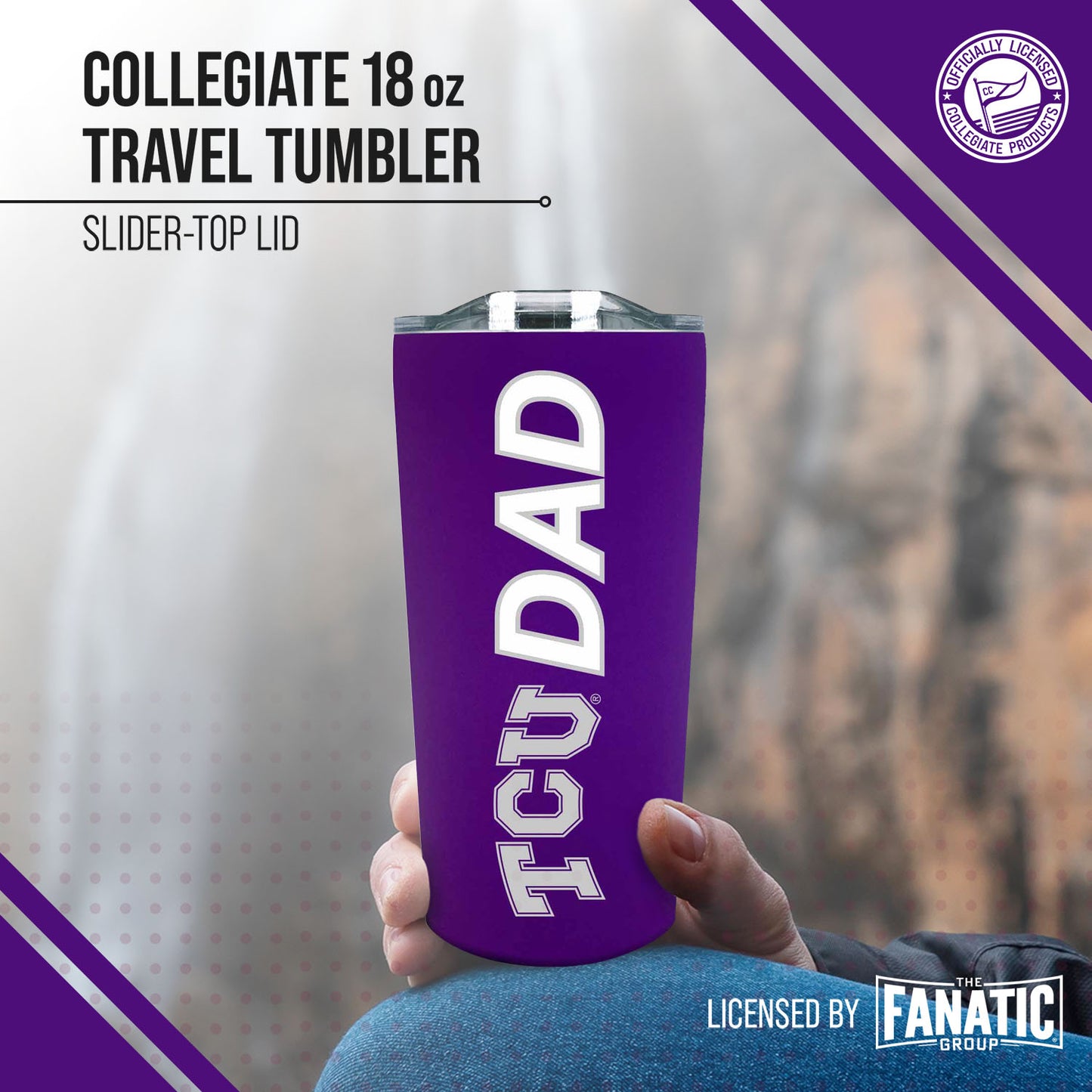 TCU Horned Frogs NCAA Stainless Steel Travel Tumbler for Dad - Purple