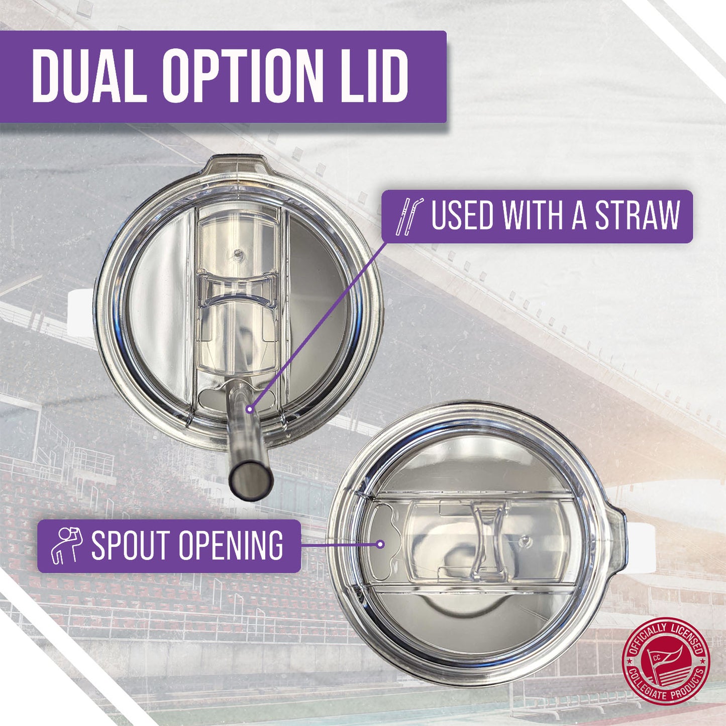 TCU Horned Frogs NCAA Stainless Steel 20oz Roadie With Handle & Dual Option Lid With Straw - White