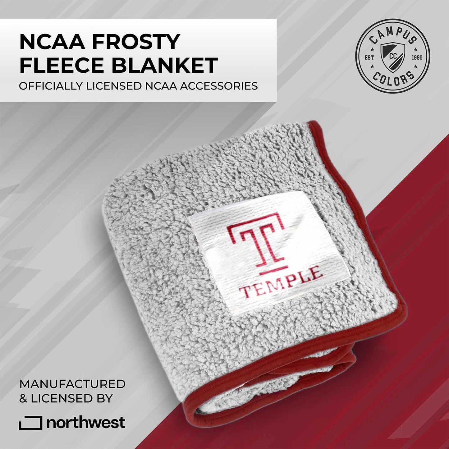 Temple Owls NCAA Silk Sherpa College Throw Blanket - Maroon