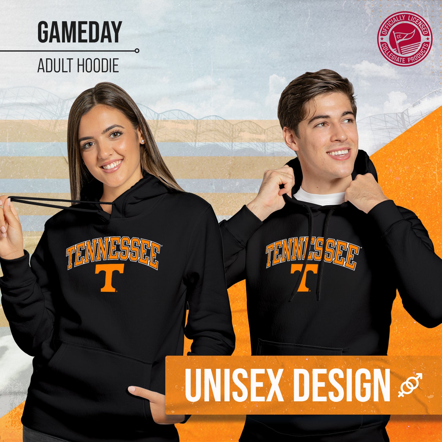 Tennessee Volunteers Adult Arch & Logo Soft Style Gameday Hooded Sweatshirt - Black