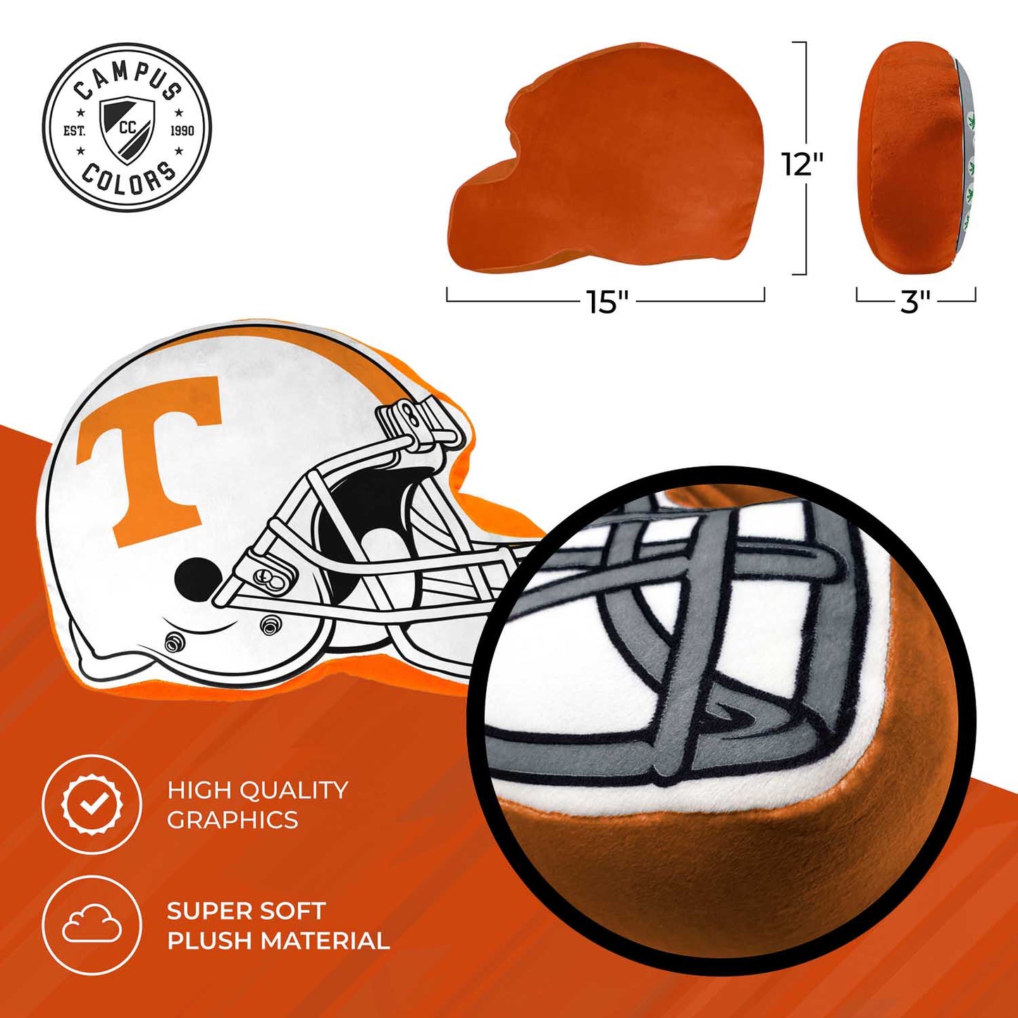 Tennessee Volunteers NCAA Helmet Super Soft Football Pillow - White