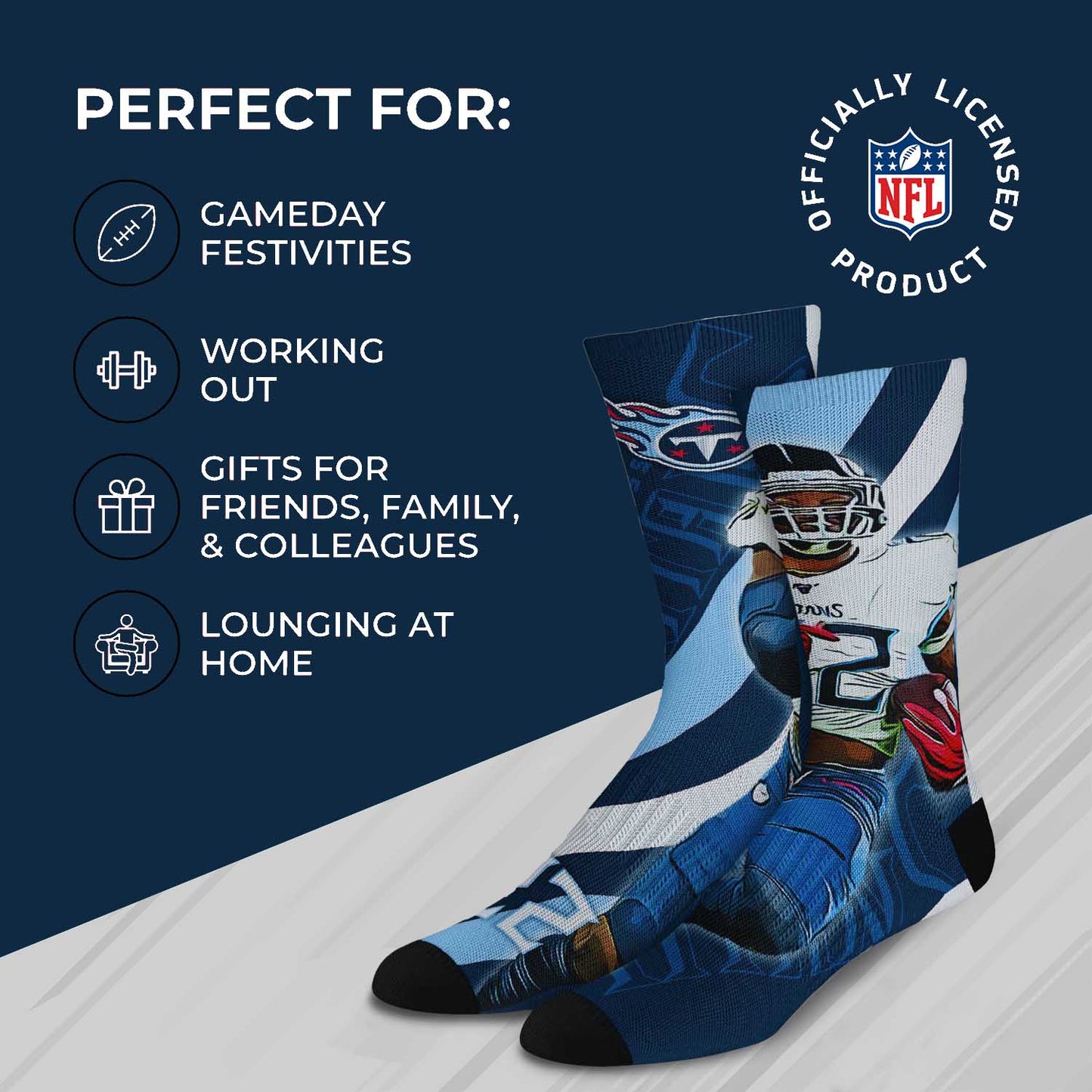Tennessee Titans NFL Adult Player Stripe Sock - Navy