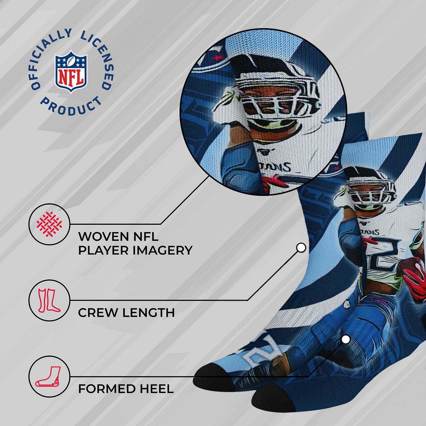 Tennessee Titans NFL Adult Player Stripe Sock - Navy