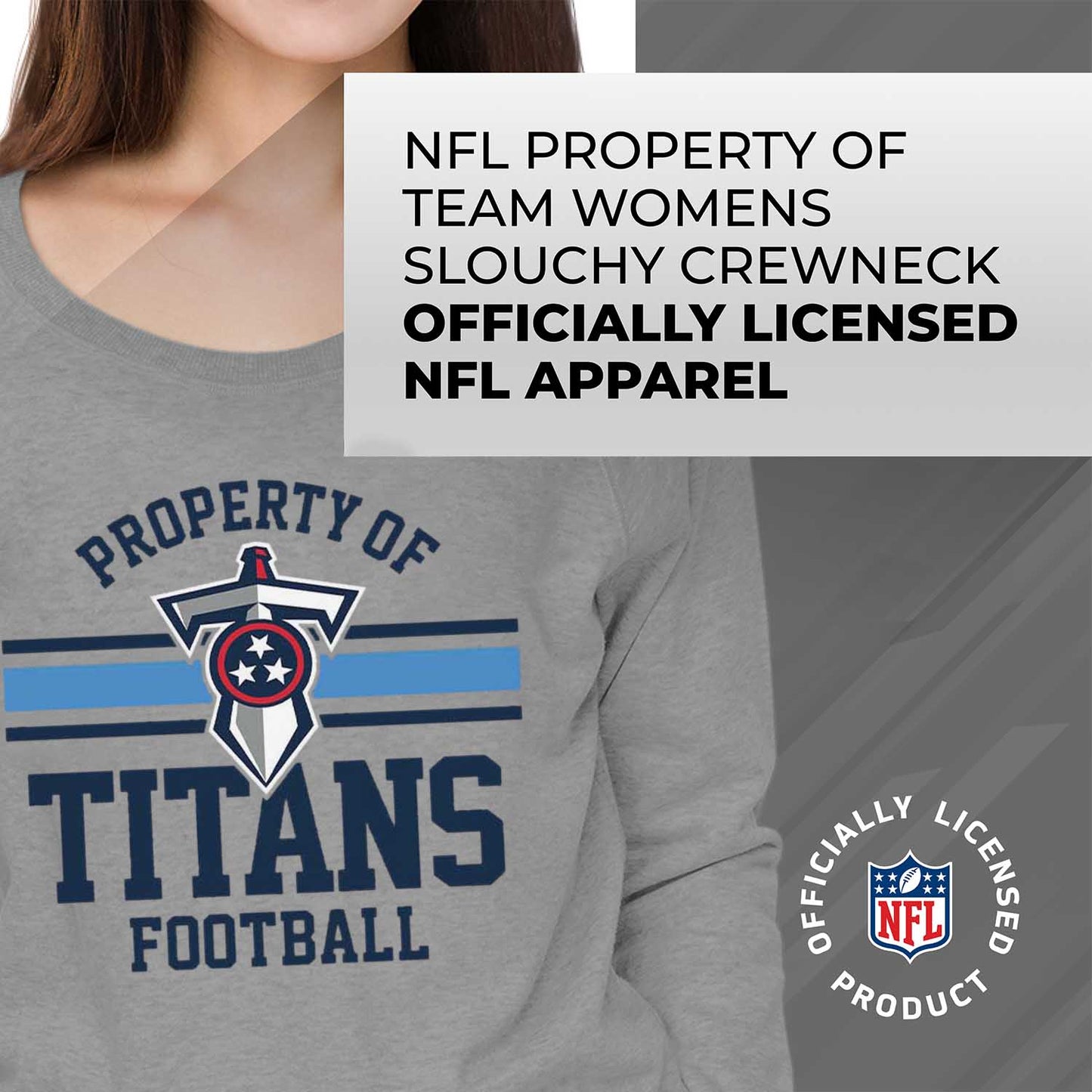 Tennessee Titans NFL Womens Property of Lighweight Crew Neck - Sport Gray