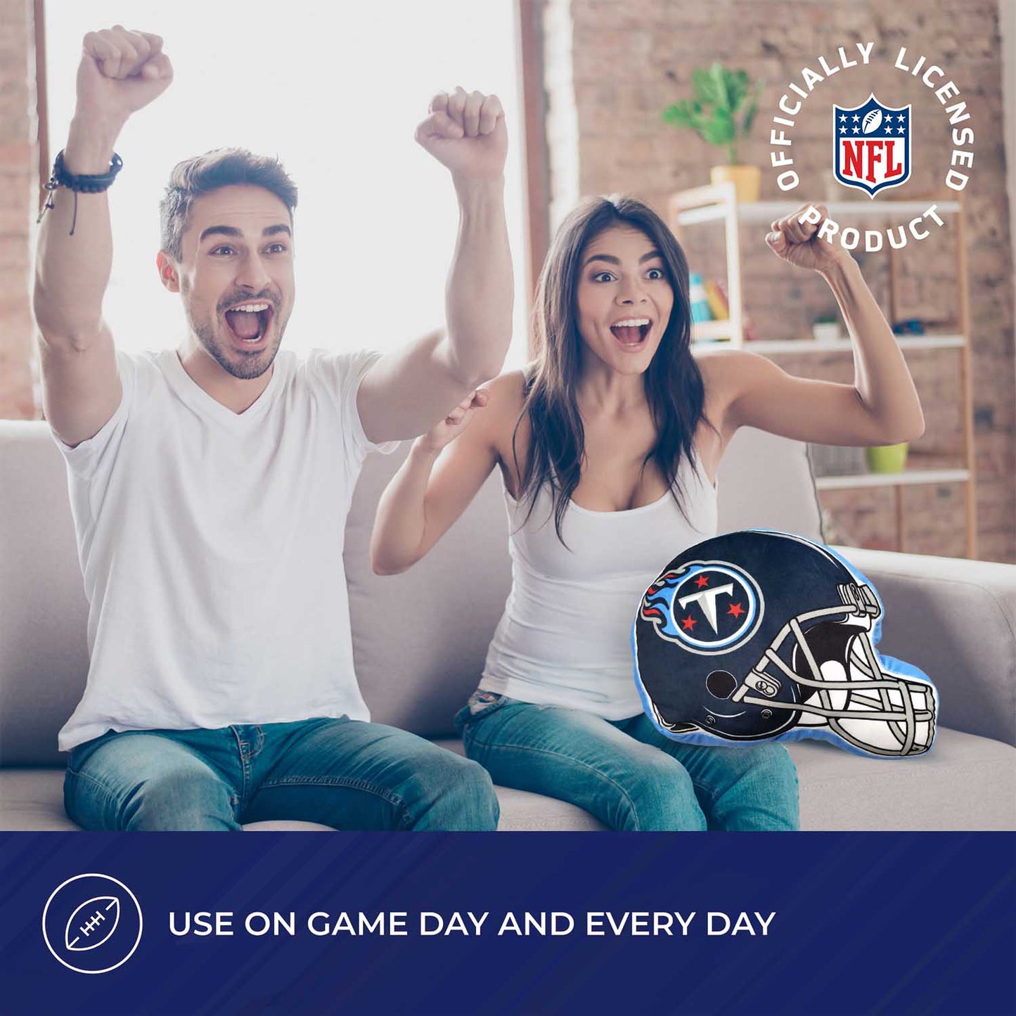 Tennessee Titans NFL Helmet Football Super Soft Plush Pillow - Navy