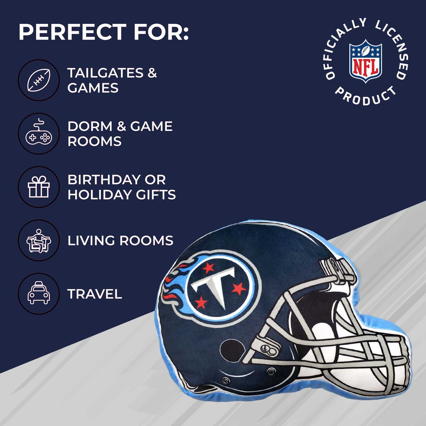 Tennessee Titans NFL Helmet Football Super Soft Plush Pillow - Navy