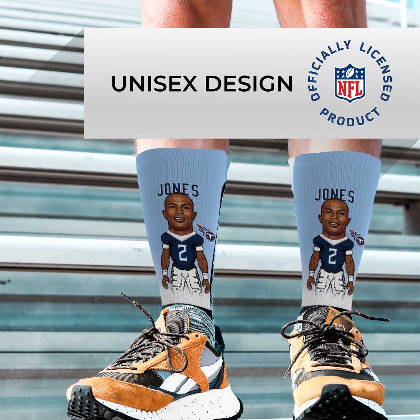 Tennessee Titans FBF NFL Adult V Curve MVP Player Crew Socks - Light Blue