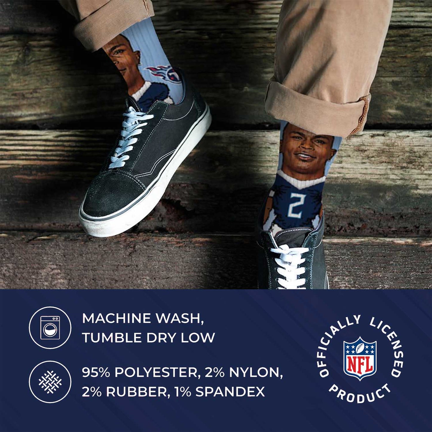 Tennessee Titans FBF NFL Adult V Curve MVP Player Crew Socks - Light Blue