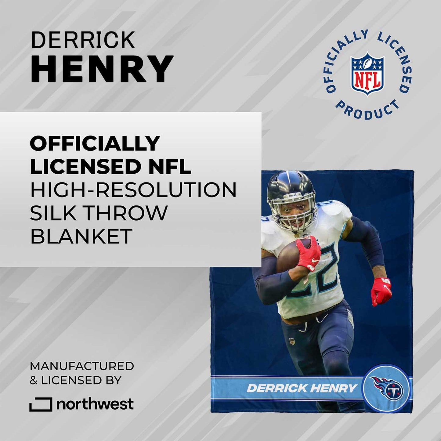 Tennessee Titans Northwest NFL Hi-Def Derrick Henry Silk Blanket - NAVY #22