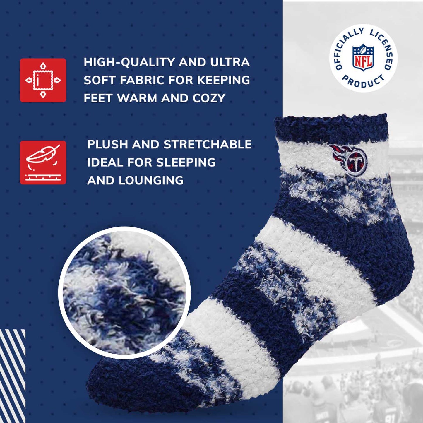 Tennessee Titans NFL Cozy Soft Slipper Socks - Navy