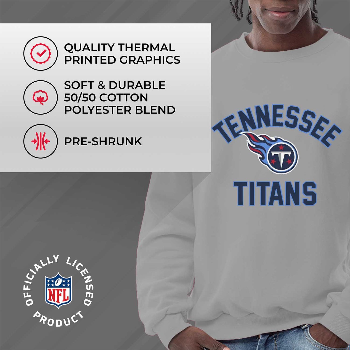 Tennessee Titans NFL Adult Gameday Football Crewneck Sweatshirt - Sport Gray
