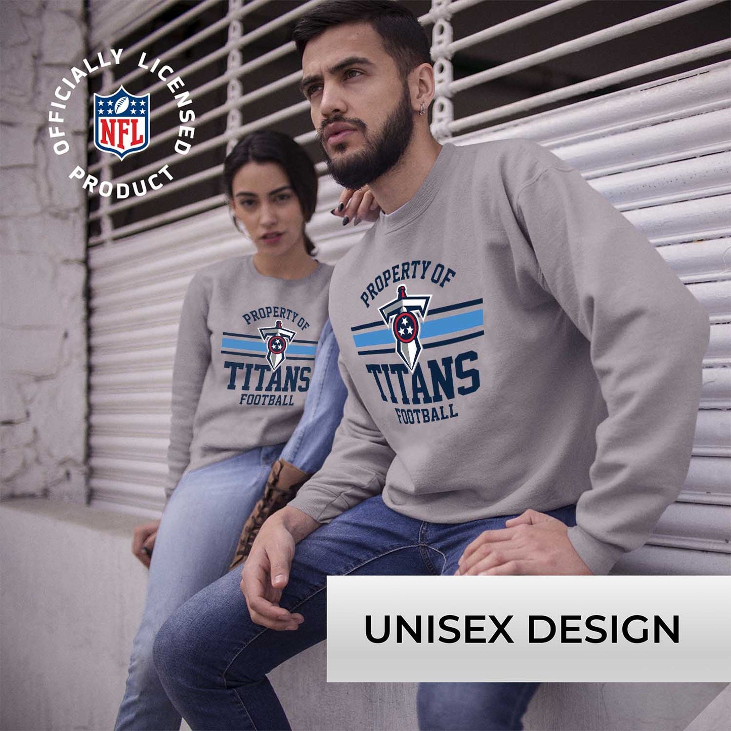 Tennessee Titans NFL Adult Property Of Crewneck Fleece Sweatshirt - Sport Gray