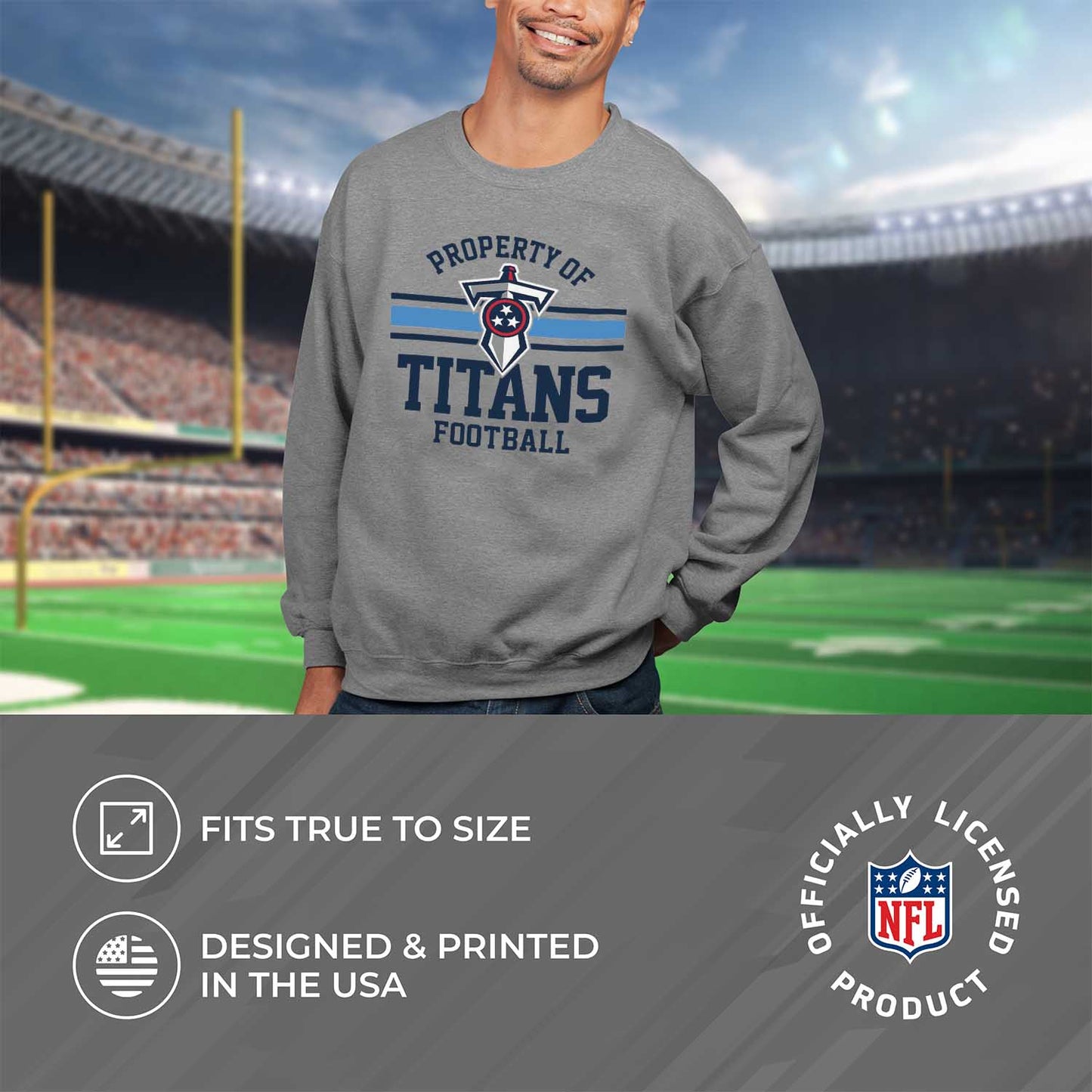 Tennessee Titans NFL Adult Property Of Crewneck Fleece Sweatshirt - Sport Gray