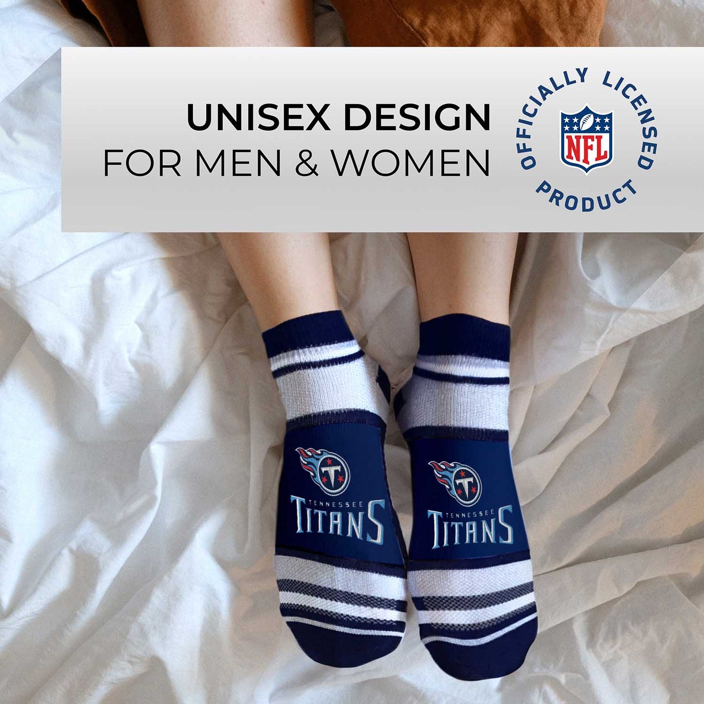 Tennessee Titans Adult Marquis Addition No Show Socks - Navy