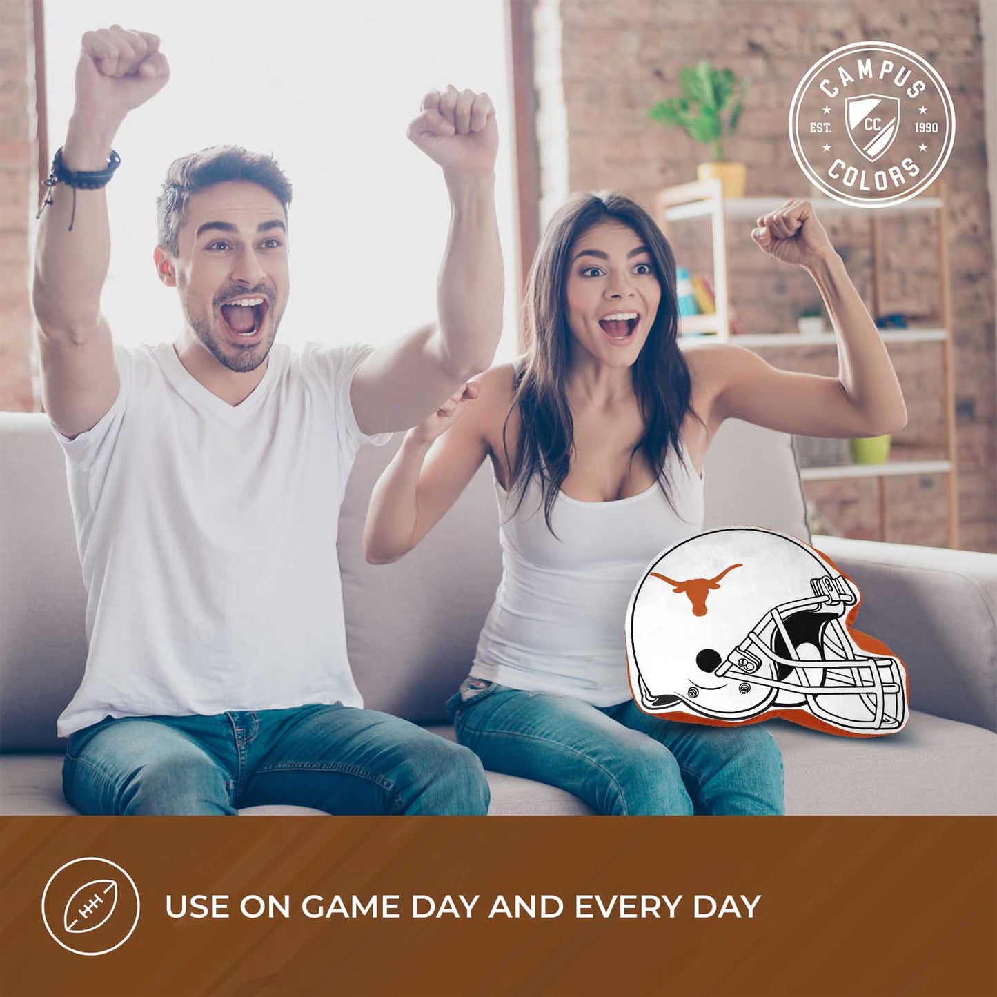 Texas Longhorns NCAA Helmet Super Soft Football Pillow - White