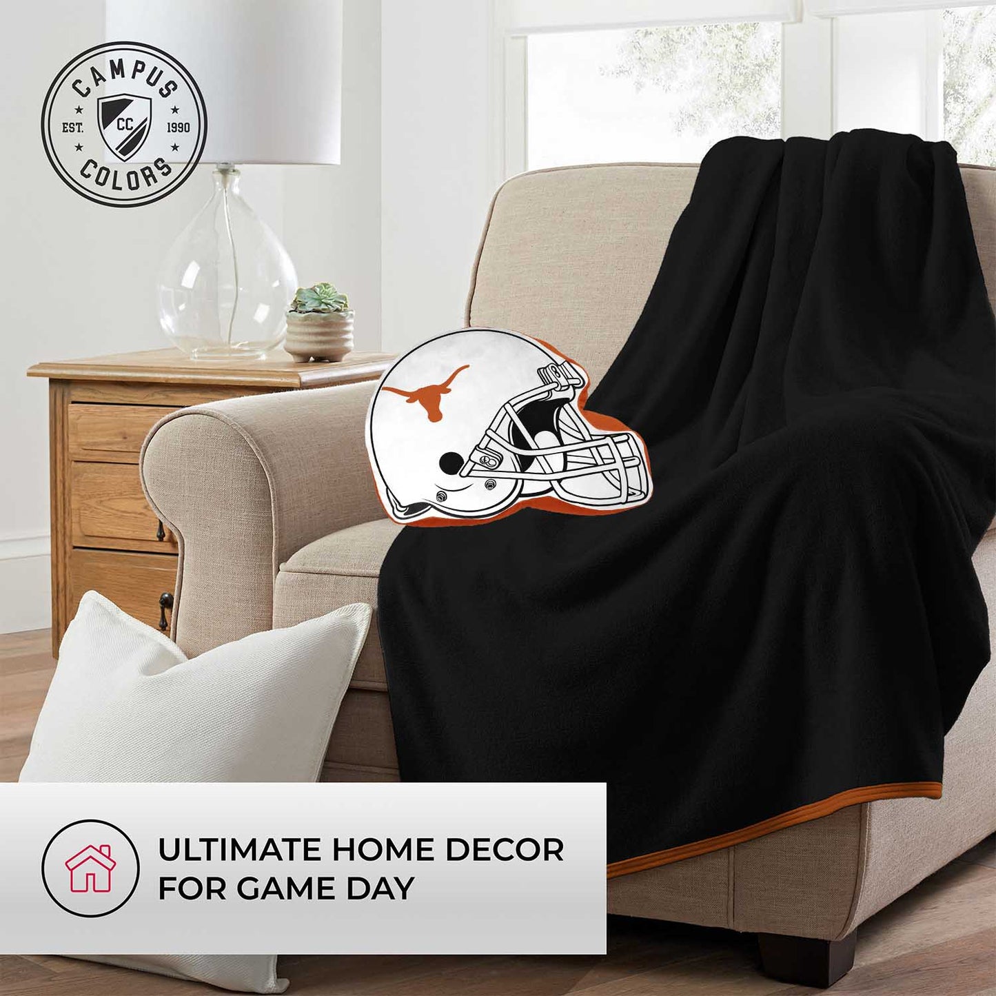 Texas Longhorns NCAA Helmet Super Soft Football Pillow - White