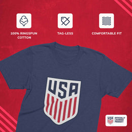 USA National Team The Victory Officially Licensed Unisex Adult US Men's National Soccer Team Gameday Logo Short Sleeve T-Shirt - Navy