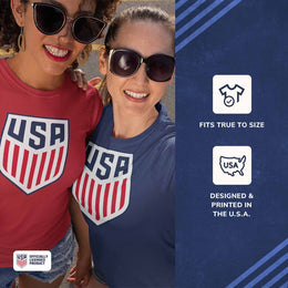 USA National Team The Victory Officially Licensed Unisex Adult US Men's National Soccer Team Gameday Logo Short Sleeve T-Shirt - Navy