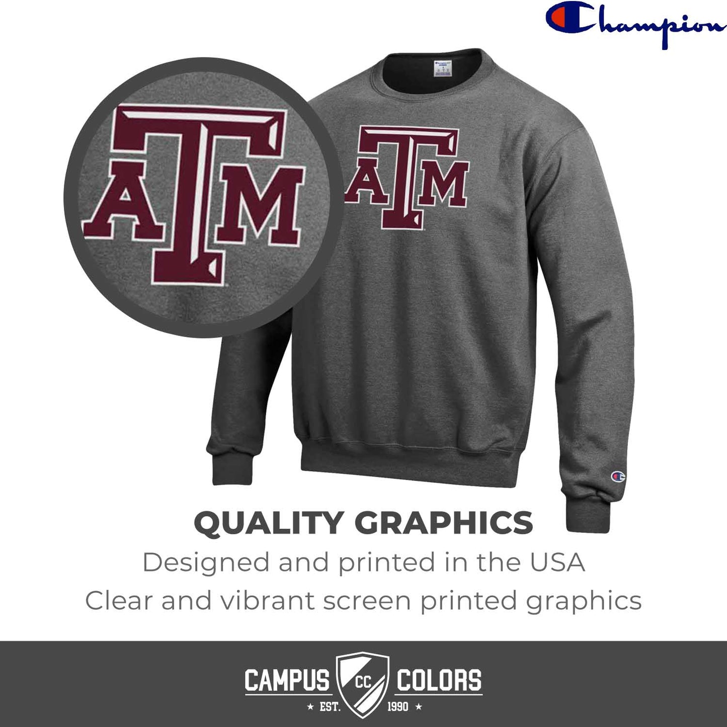 Texas A&M Aggies Adult Mascot Fleece Crewneck - Charcoal