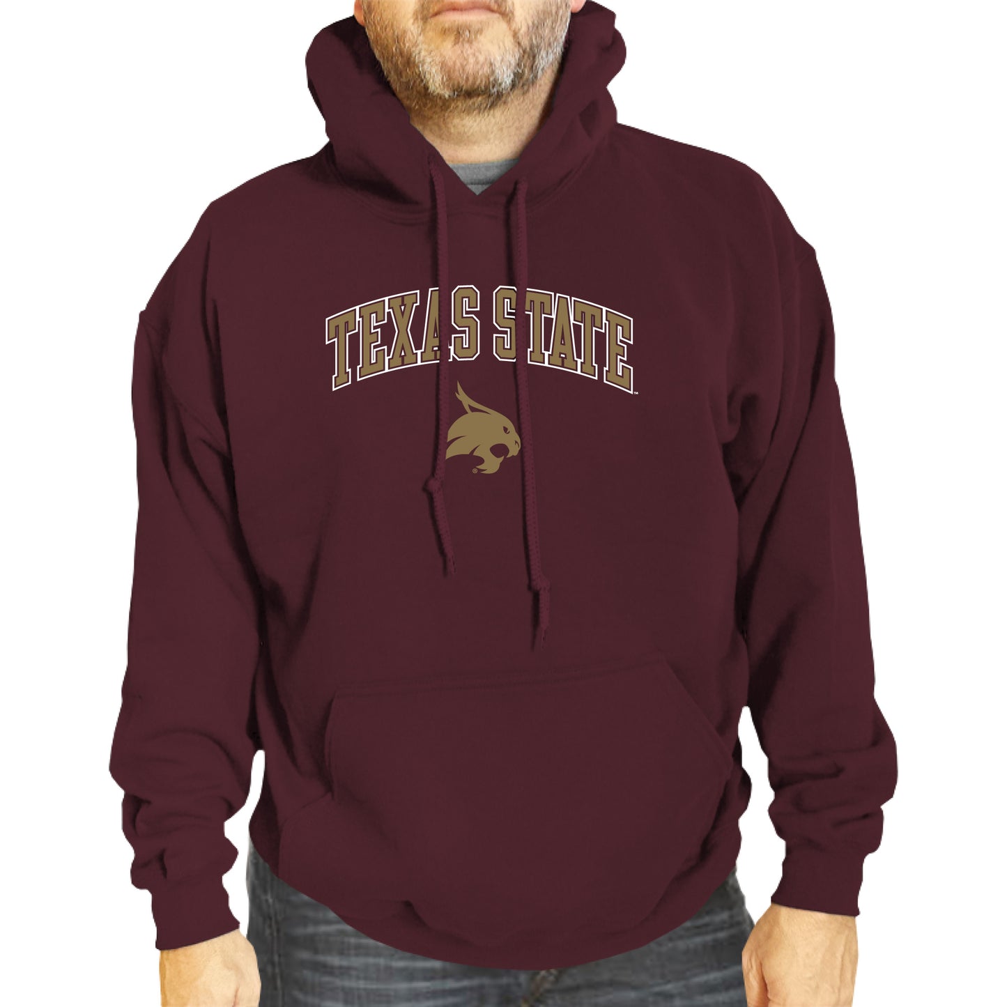 Texas State Bobcats Adult Arch & Logo Soft Style Gameday Hooded Sweatshirt - Maroon