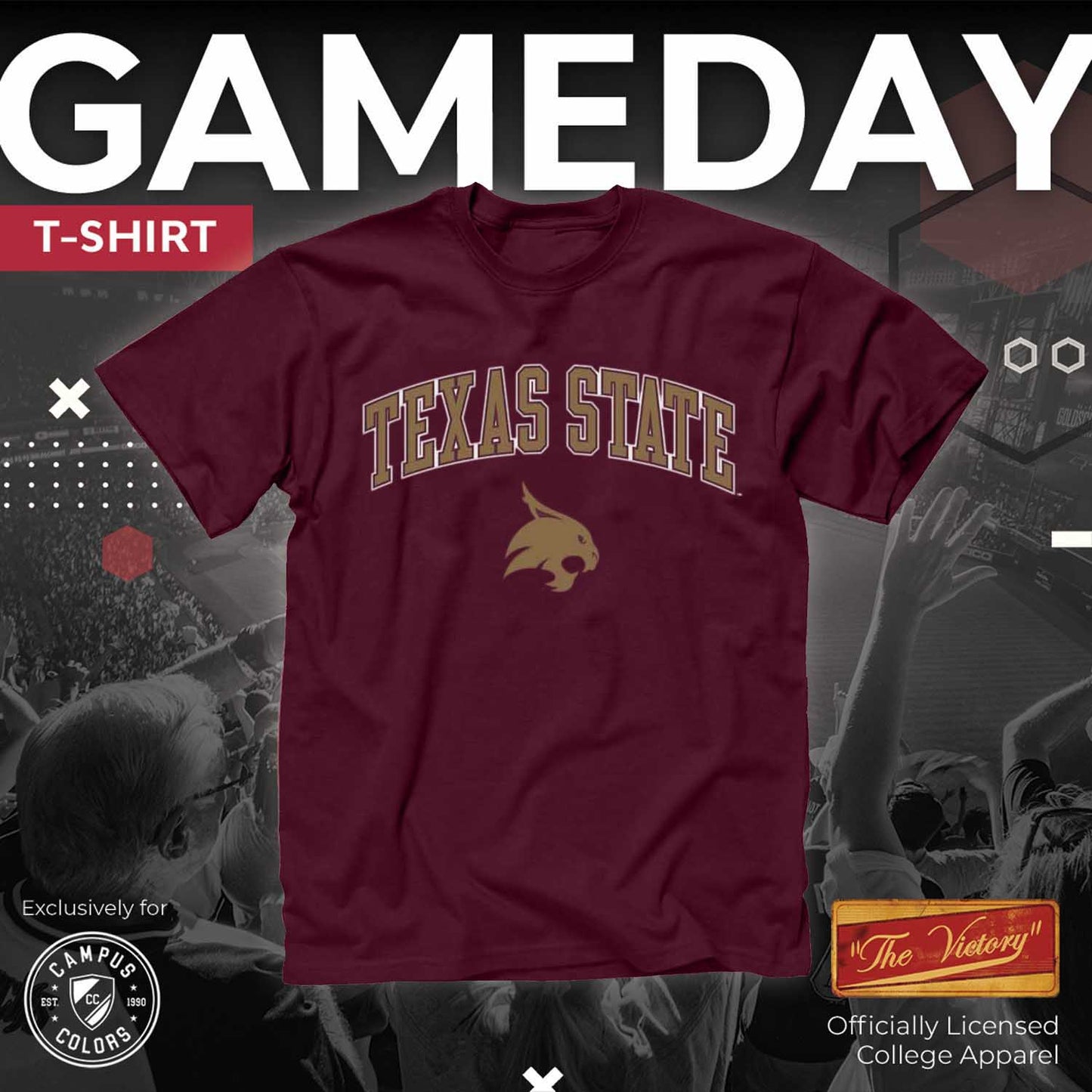 Texas State Bobcats NCAA Adult Gameday Cotton T-Shirt - Maroon