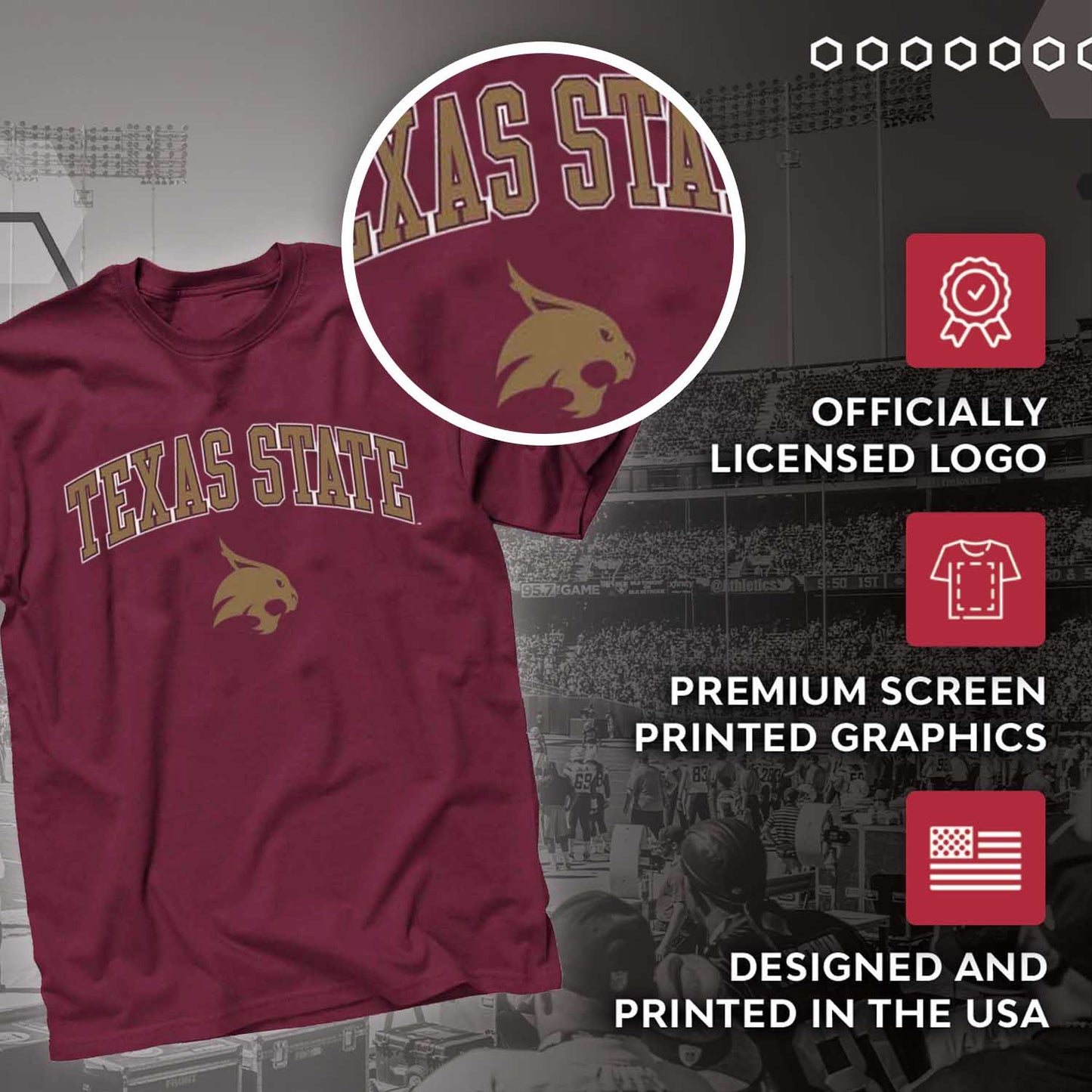 Texas State Bobcats NCAA Adult Gameday Cotton T-Shirt - Maroon