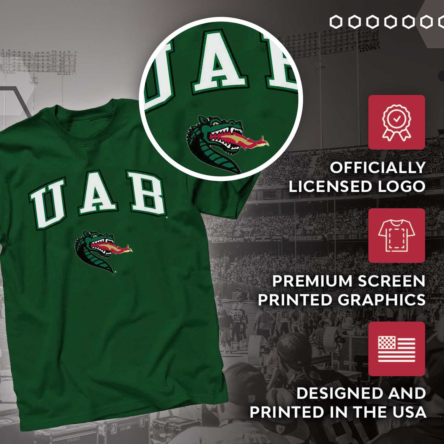 UAB Blazers NCAA Adult Gameday Cotton T-Shirt - Green
