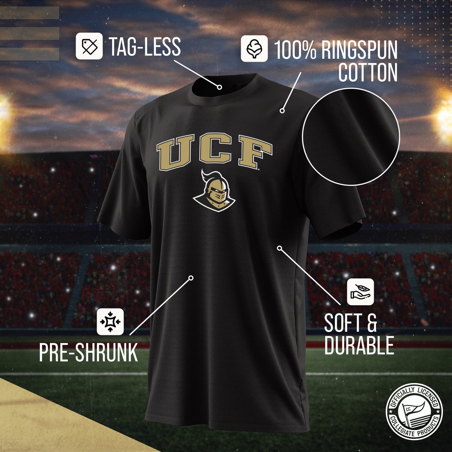 Central Florida Knights NCAA Adult Gameday Cotton T-Shirt - Black