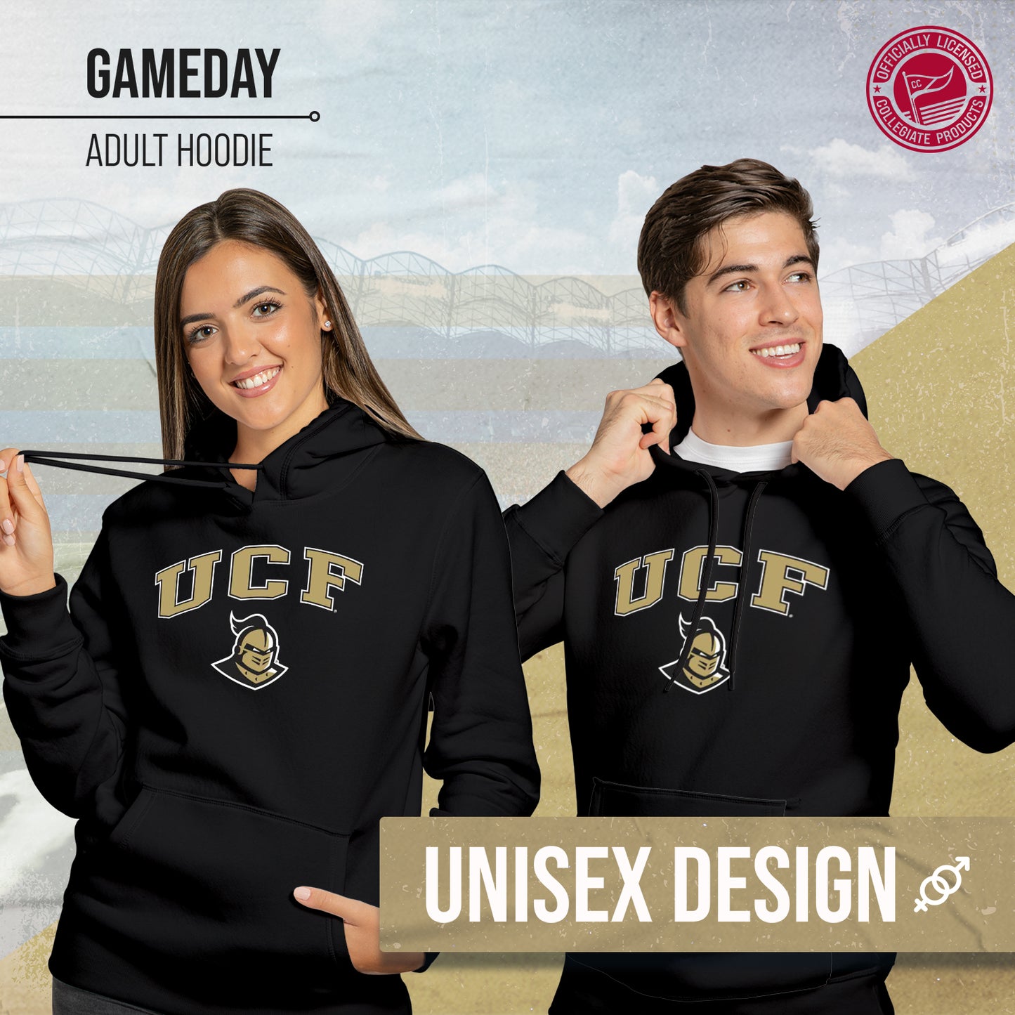 Central Florida Knights Adult Arch & Logo Soft Style Gameday Hooded Sweatshirt - Black