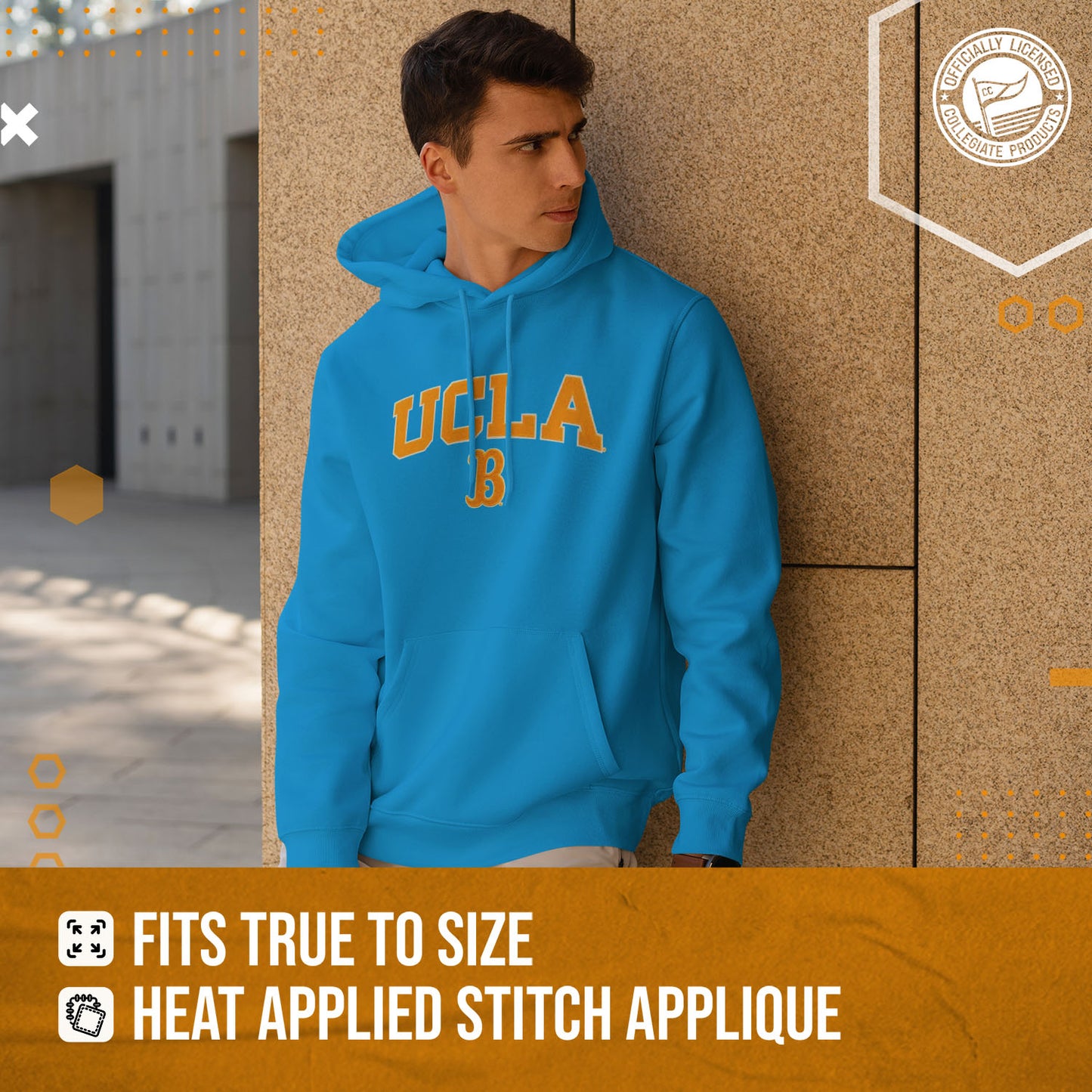 UCLA Bruins NCAA Adult Tackle Twill Hooded Sweatshirt - Light Blue