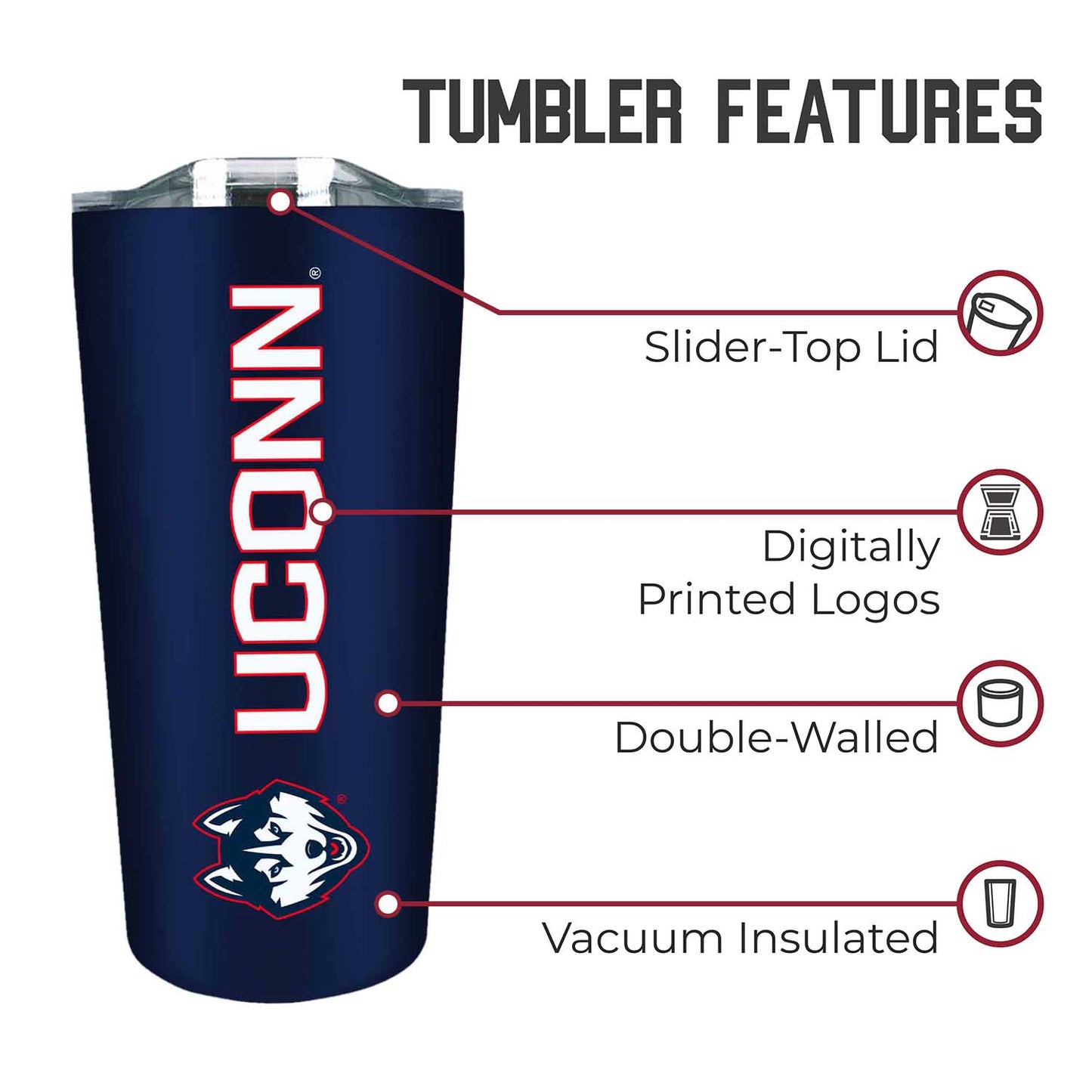 UCONN Huskies NCAA Stainless Steel Tumbler perfect for Gameday - Navy