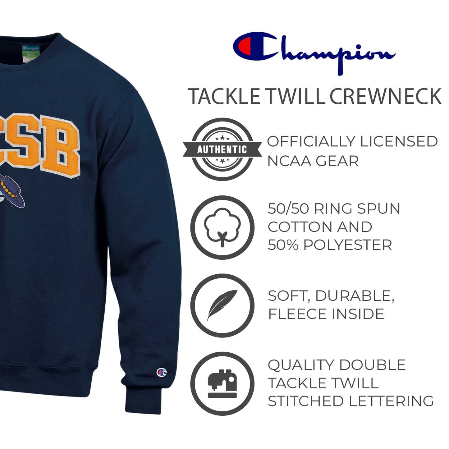 UCSB Gauchos Adult Tackle Twill Crewneck - Navy