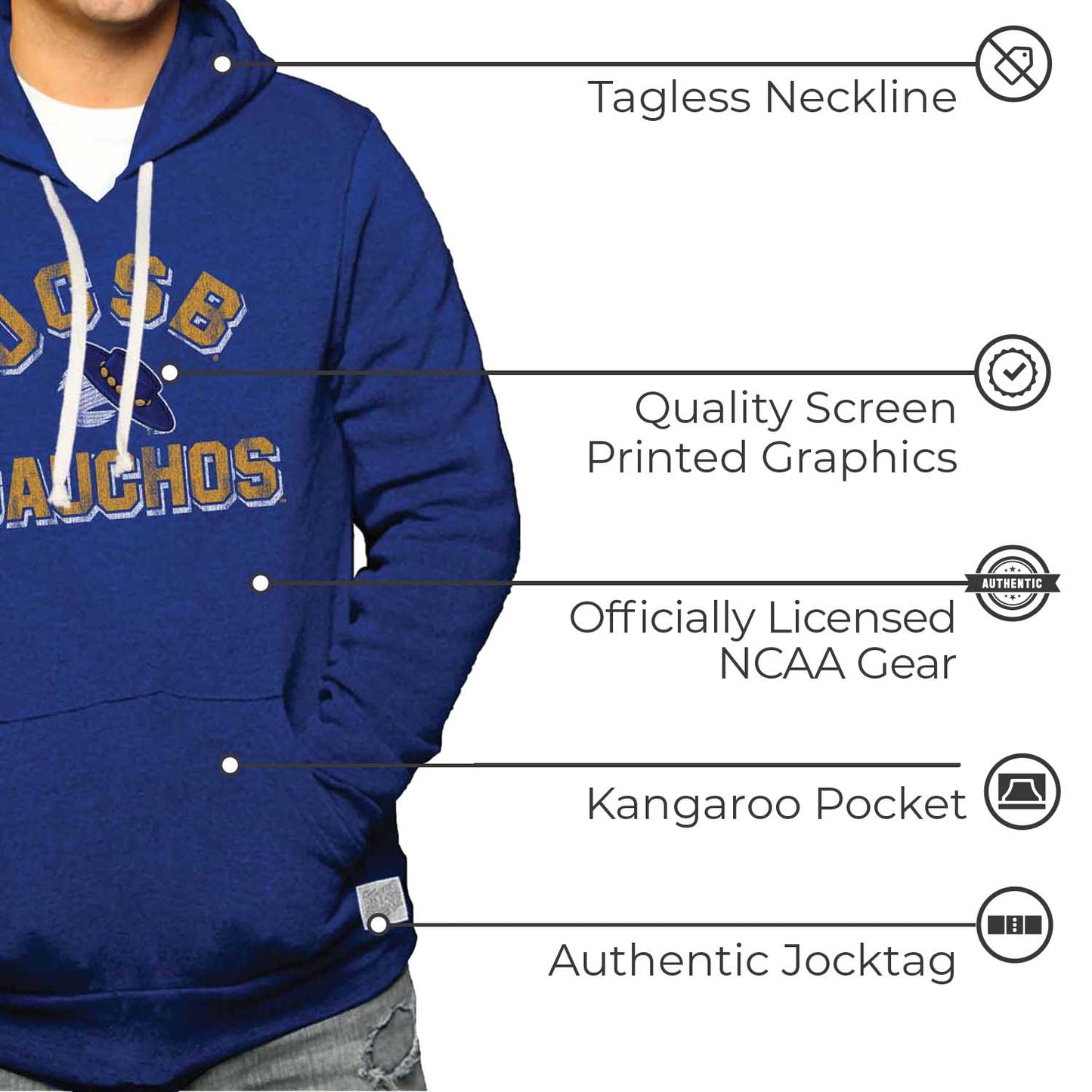 UCSB Gauchos Adult University Hoodie - Royal