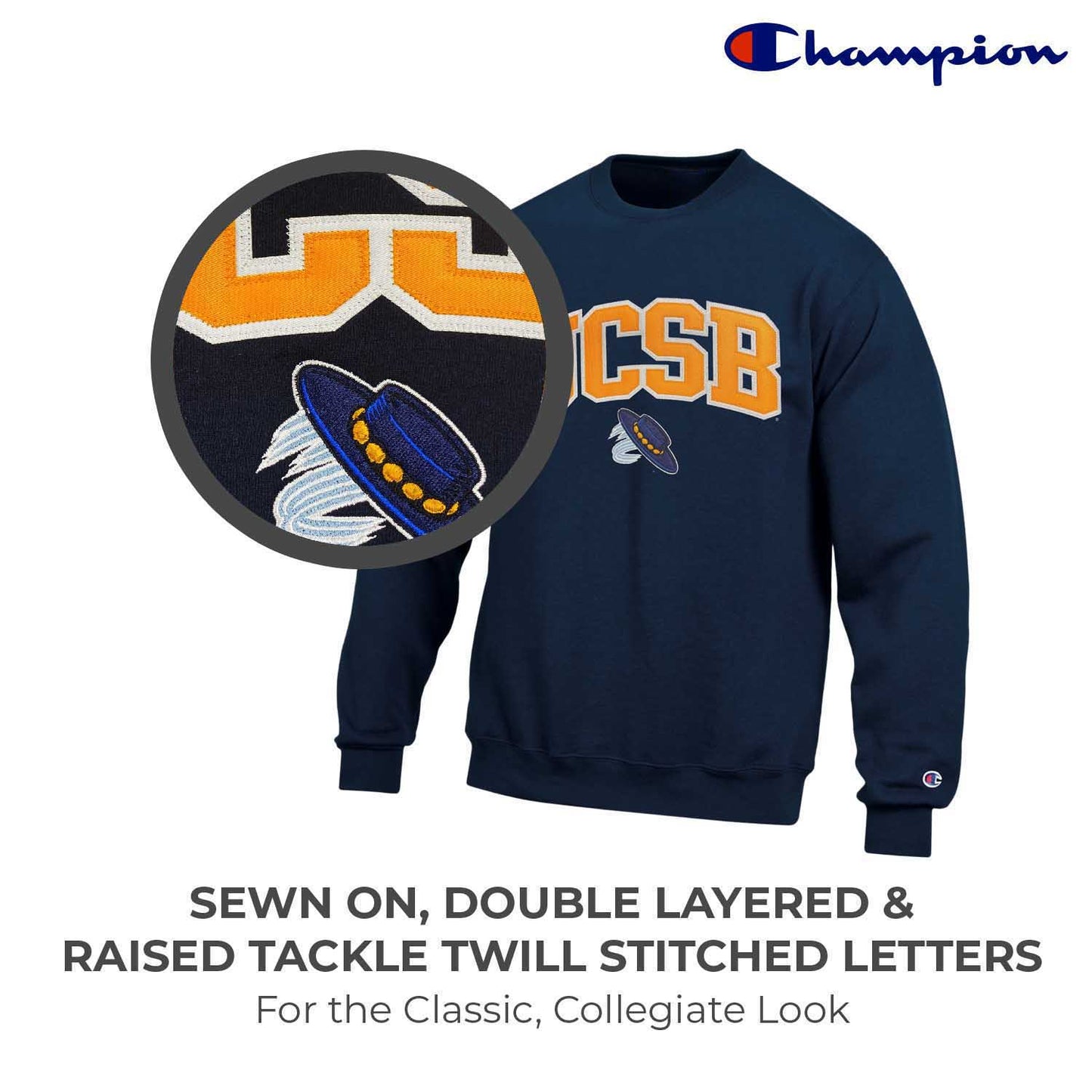 UCSB Gauchos Adult Tackle Twill Crewneck - Navy