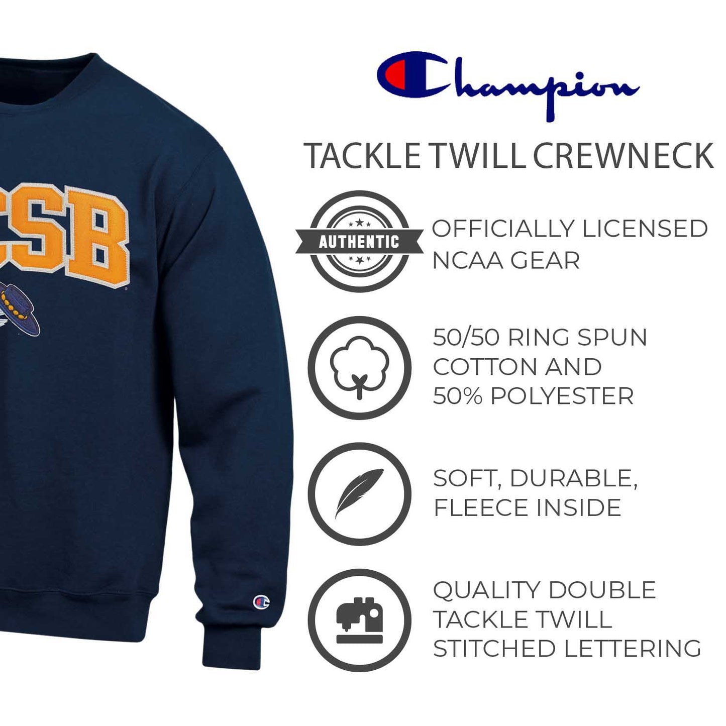 UCSB Gauchos Adult Tackle Twill Crewneck - Navy