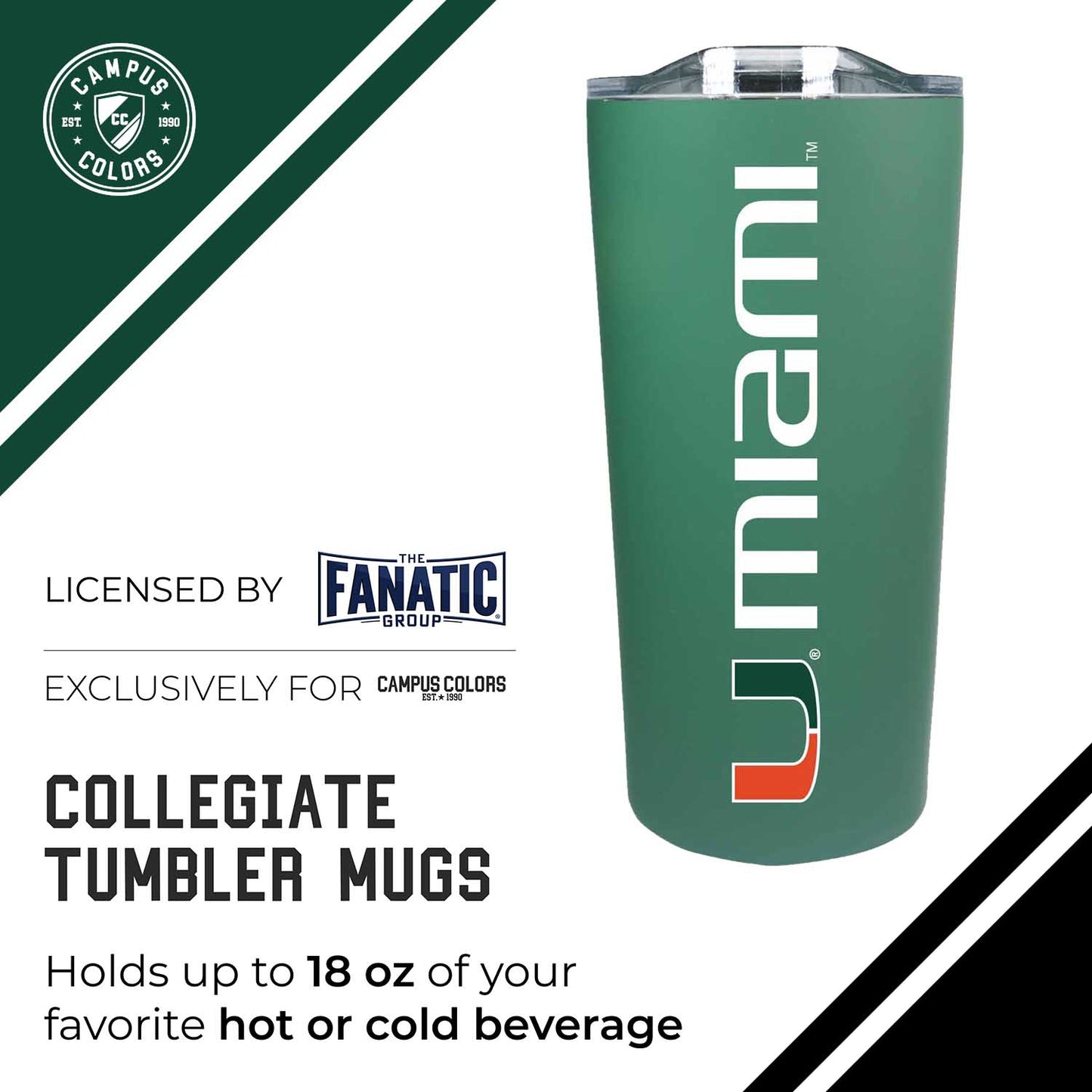 Miami Hurricanes College Stainless Steel - Green