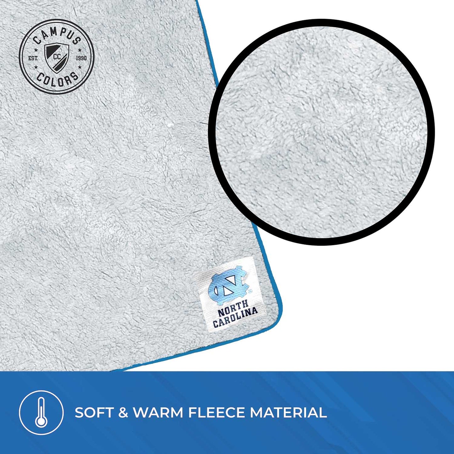 North Carolina Tar Heels NCAA Silk Sherpa College Throw Blanket - Carolina Blue