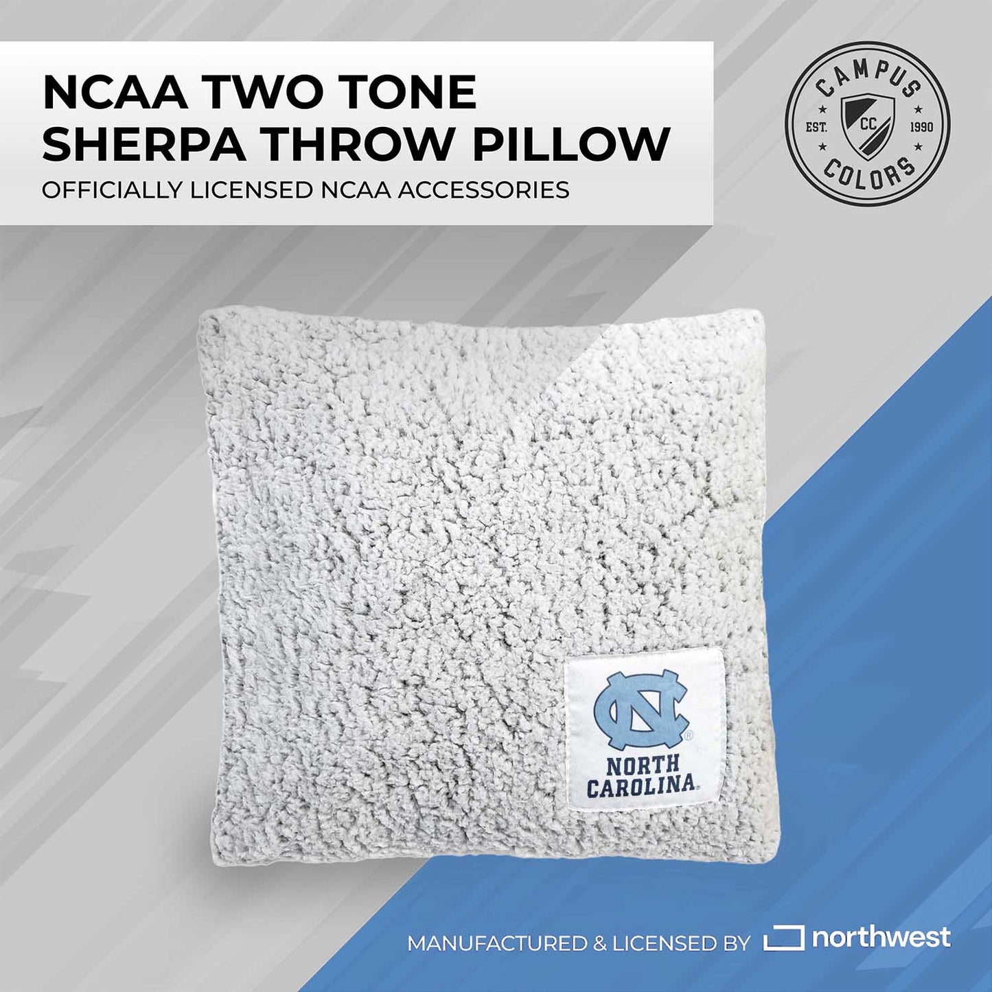 North Carolina Tar Heels Two Tone Sherpa Throw Pillow - Team Color